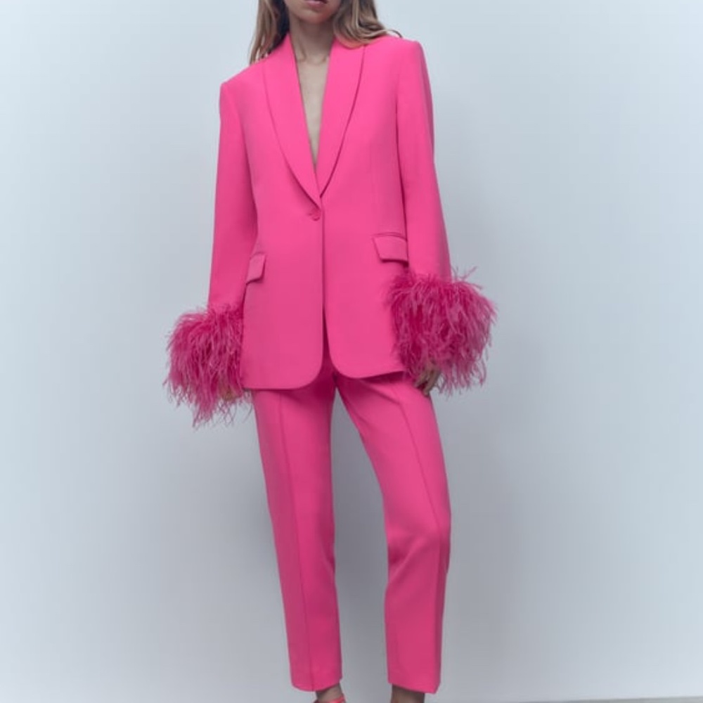 Zara MINIMAL HIGH WAIST PANTS Mid-pink 0/8470/707/645/02